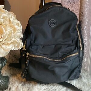 Tory Burch Black and Gold Tilda Nylon Backpack